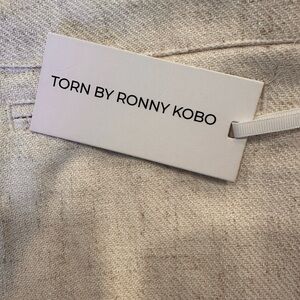 Torn by Ronny Kobo Cream Textured Pants Extra Wide Leg